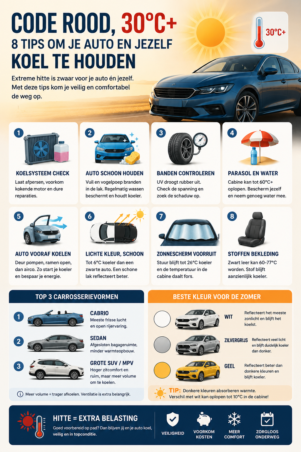 8 tips auto in de hitte