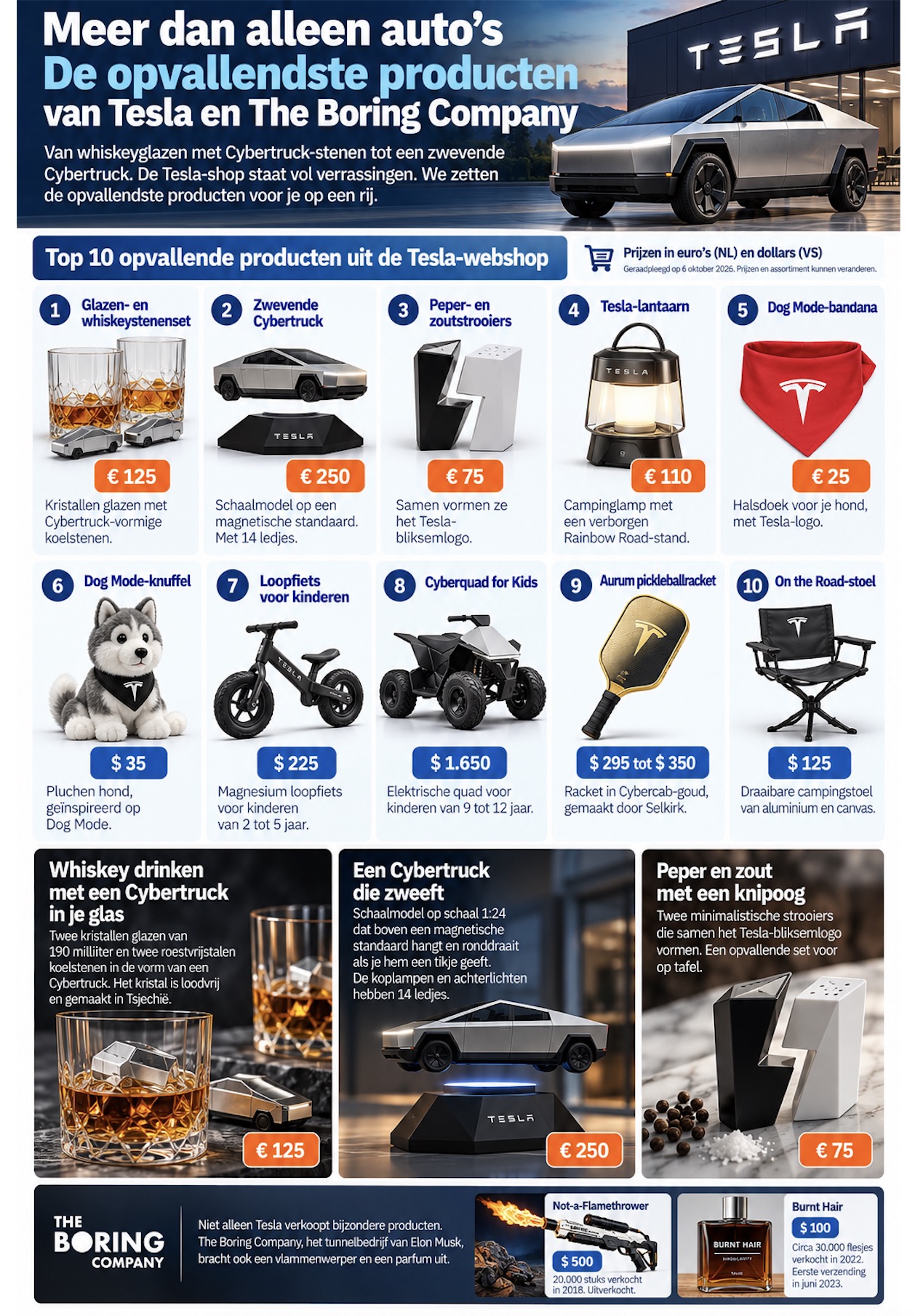 Infographic Tesla en Boring Company webshop
