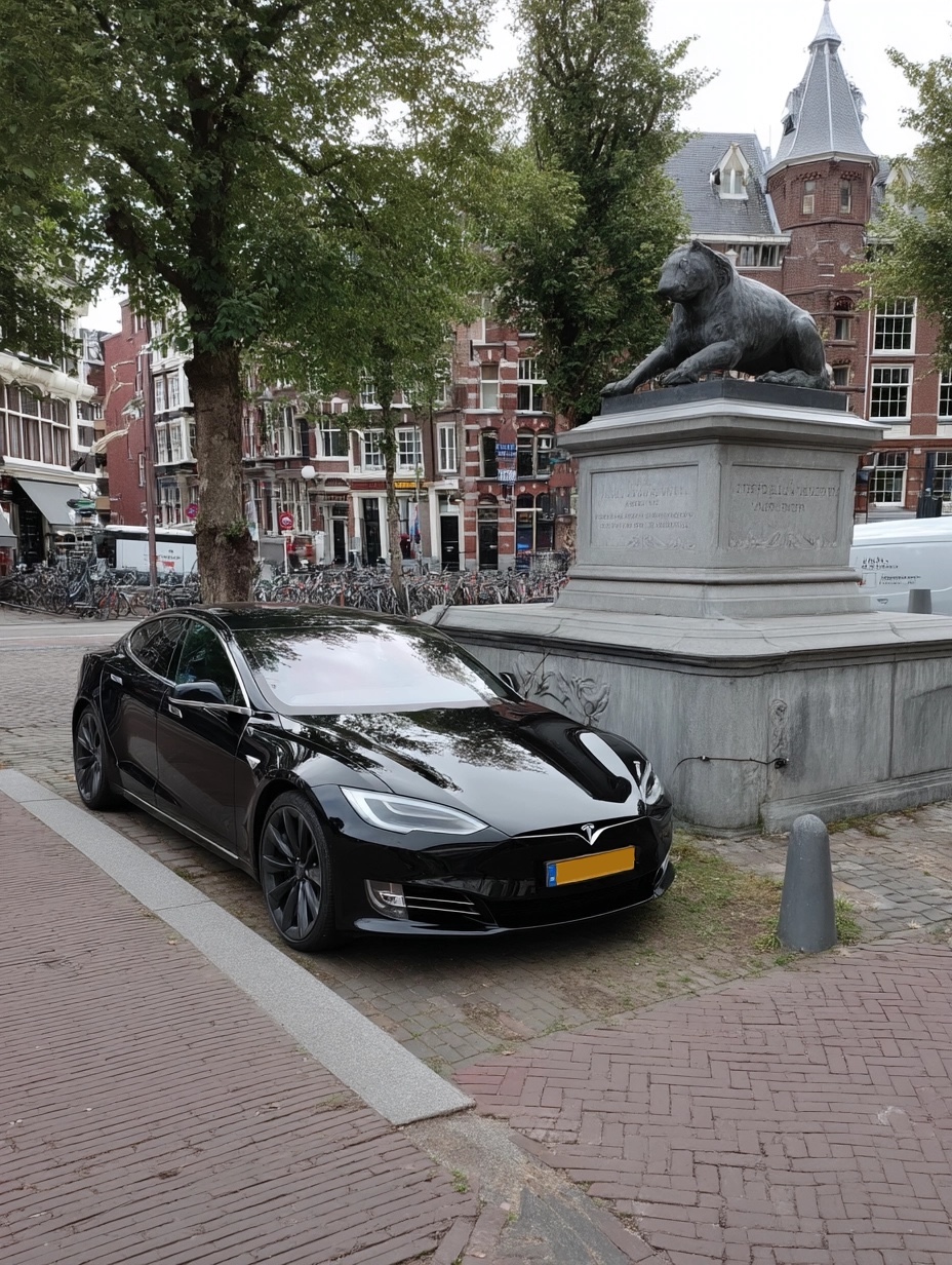 zwarte-tesla-in-stad